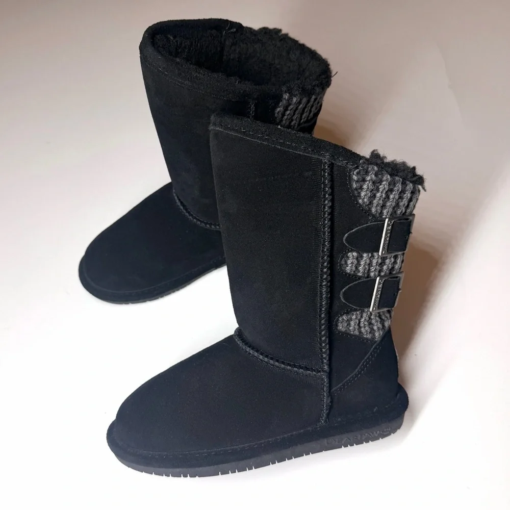 Bearpaw Girl's Boshie Black Suede Water Resistant Boots - Size 13